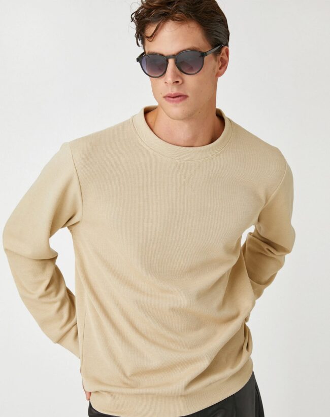 Basic Melange Sweater Knitwear Crew Neck Long Sleeve