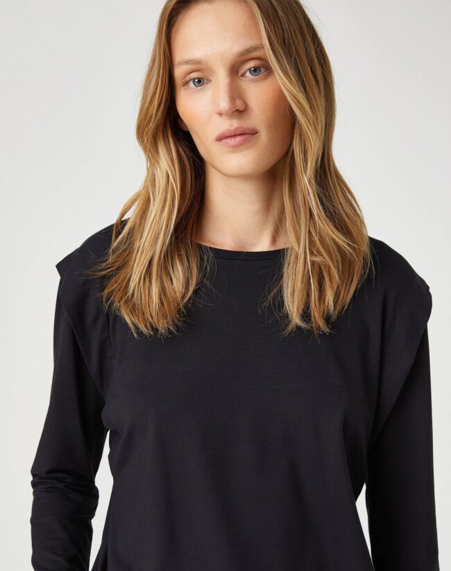 Long Sleeve T-Shirt Round Neck Shoulder Detailed - Image 2