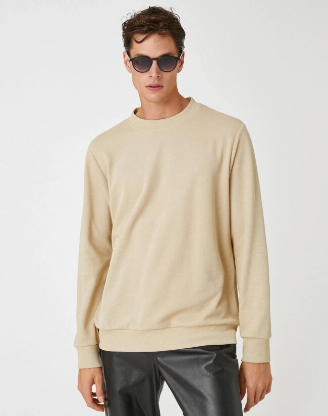 Basic Melange Sweater Knitwear Crew Neck Long Sleeve - Image 4