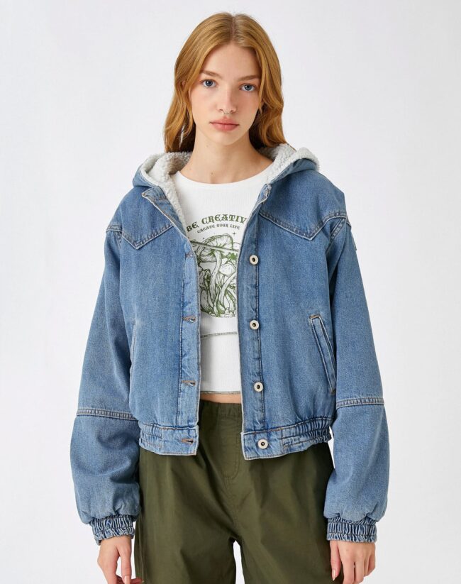 Denim Jacket Hooded Sherpa - Image 3