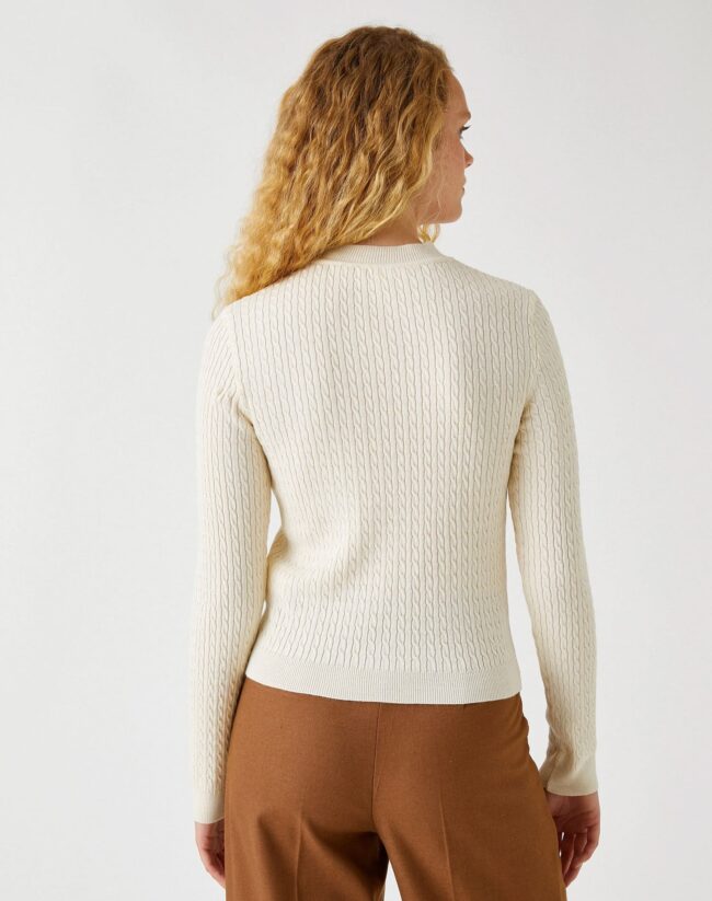 Knitted Detailed Sweater Cream - Image 4