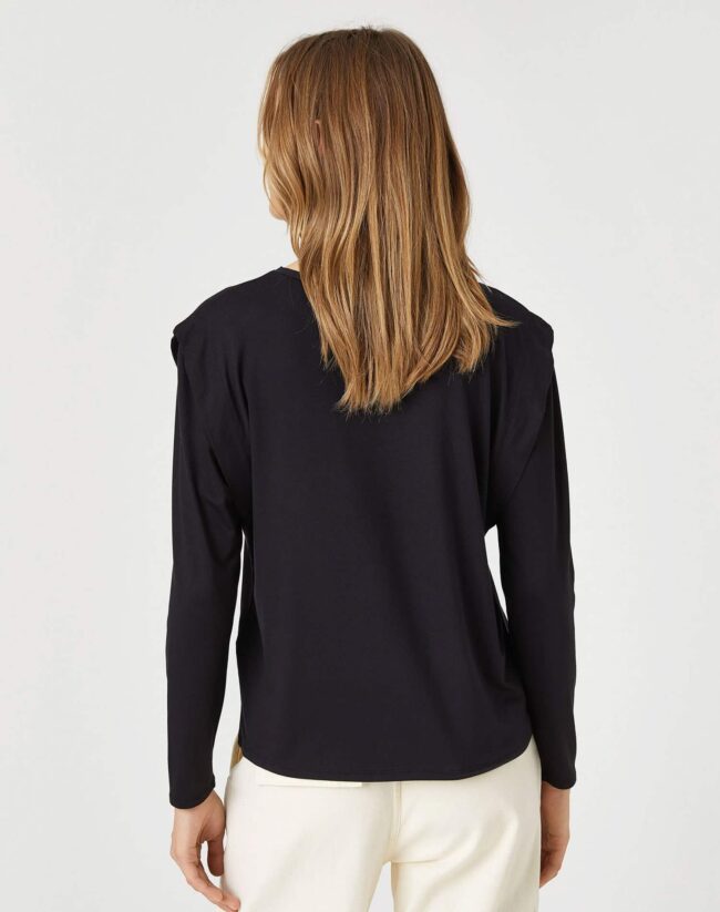 Long Sleeve T-Shirt Round Neck Shoulder Detailed - Image 4