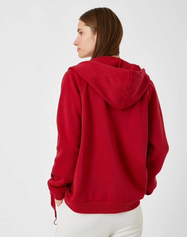 Oversize Zippered Sweatshirt Hooded Pocket Fleece Inside - Image 4