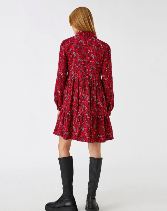 Floral Winter Dress Long Sleeve Ruffle Buttoned - Image 4